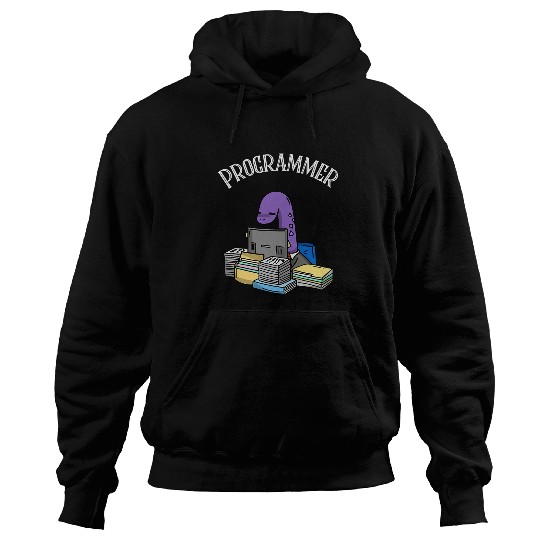 Dinosaur Pet Programmer Dinosaur at Computer Funny Brontosaurus Hoodies