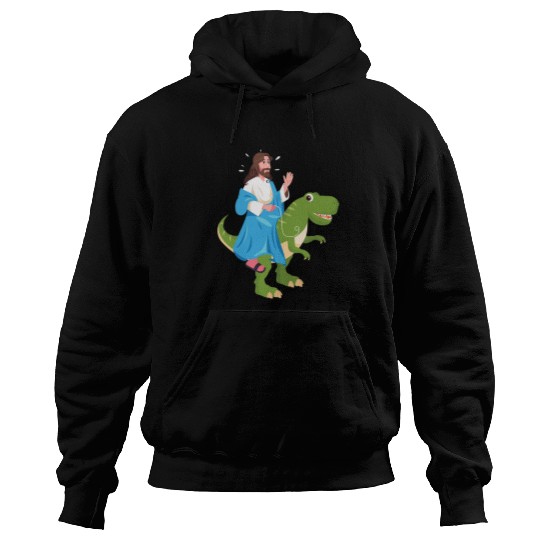 Dinosaur Pet Funny Jesus Riding Dinosaur Christian Dino Lover Hoodies
