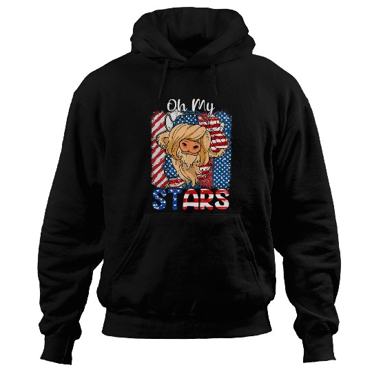 Cow Pet Oh My Stars Cow Usa Flag With 4th Of July Patriotic Hoodies