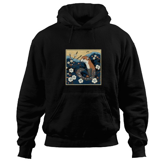Ferret Pet Surrealism Japanese Painting Weasel 3 Hoodies