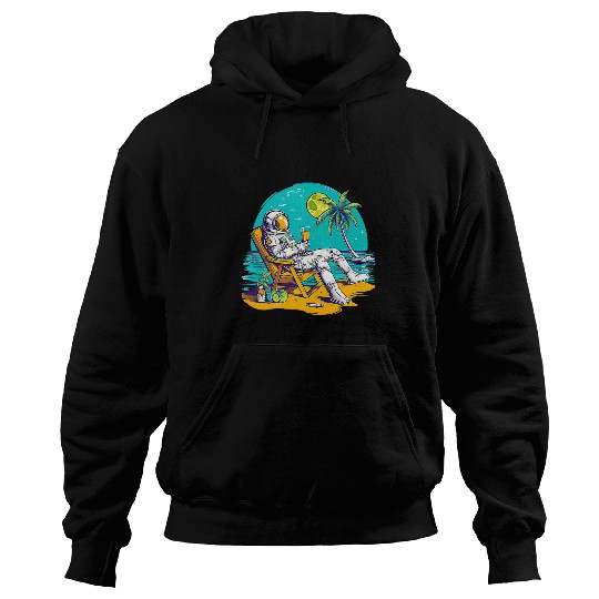 Discover Astronaut Job Relaxing On a Tropical Beach Planet 01 Hoodies