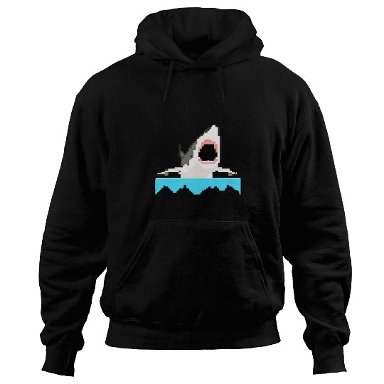 Shark Pet Pixel Art Pixel Shark Scuba Diving Retro Gamer 15 Hoodies