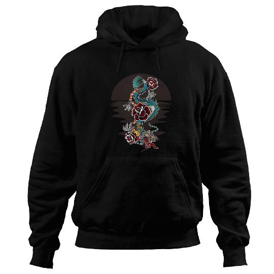Dragon Pet Japanese dragon flowers for men and women Hoodies
