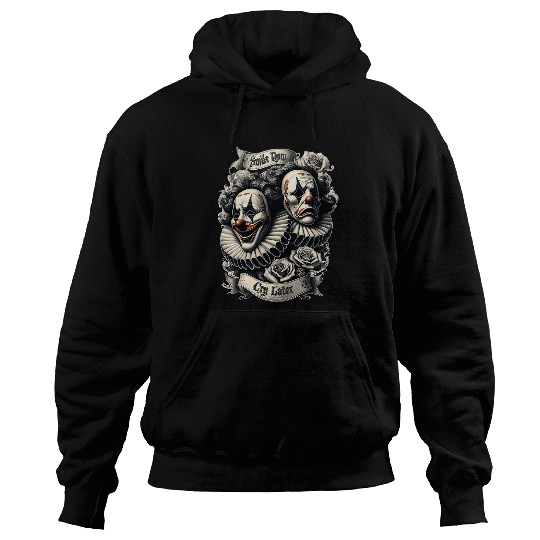 SMILE NOW CRY LATER Retro Gothic Cholo Chicano Art Sad Clown Hoodies