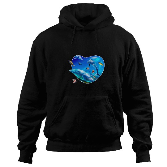 Dolphin Pet Gift Underwater Ocean Dolphin Coral Fish 2 Hoodies