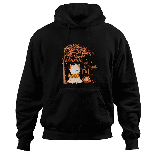 Llama Pet Had A Great Fall Autumn Tree Maple Leaves Pumpkin Hoodies