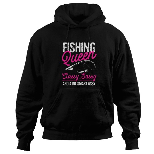 Fishing Fun Funny Trout Fishing Queen Ladies Women Girls Fishermen Lover Hoodies