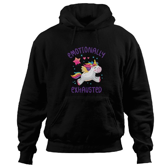 Unicorn Pet Emotionally Exhausted Ironic and Sarcastic Rainbow Hoodies
