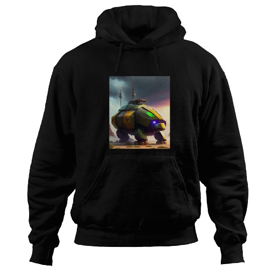 Turtle Pet Armored Turtle Behemoth Robotic Tank Futuristic Robot Art Hoodies