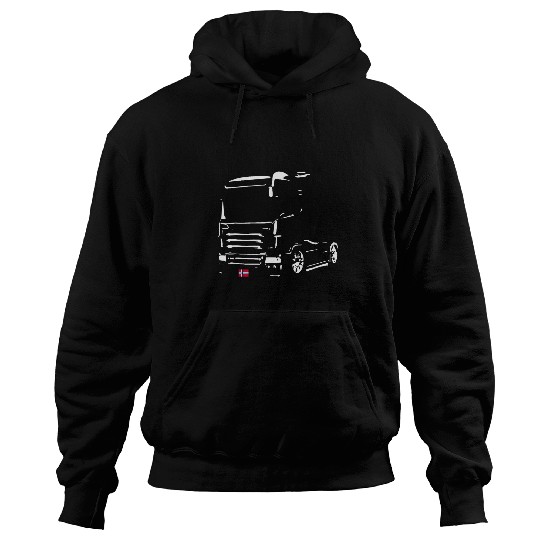 Truck Fun Driver Design with Norway Flag License Plate Hoodies