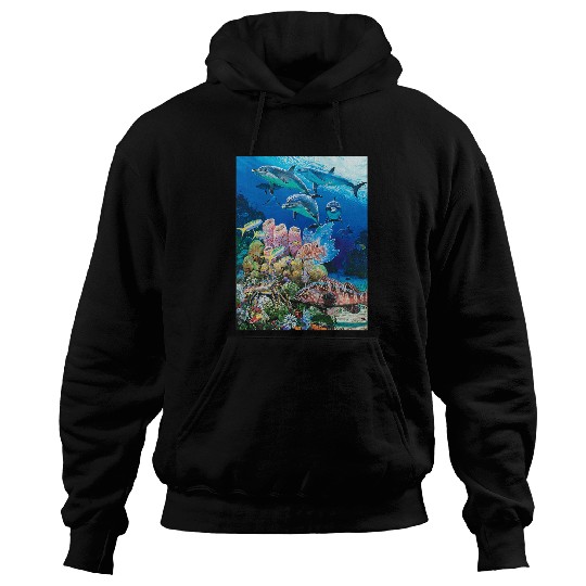 Dolphin Pet Ocean Dolphin Shark Turtle Coral Sea Fish Orca Whale Reef 9 Hoodies
