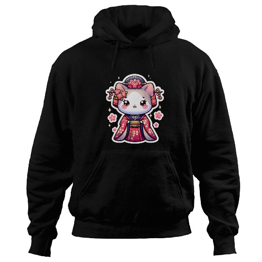 Sakura Cherry Blossom 2Geisha Kitty Cat 2Kimono Kitty Hoodies
