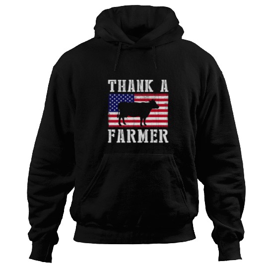 Cow Pet Thank A Farmer Patriotic Daisy Cow American Flag 4th of July 268 Hoodies