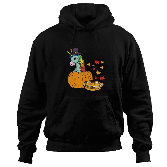 Unicorn Pet vintages Rainbow Pumpkin Cakes Fall Maple Leaves Hoodies