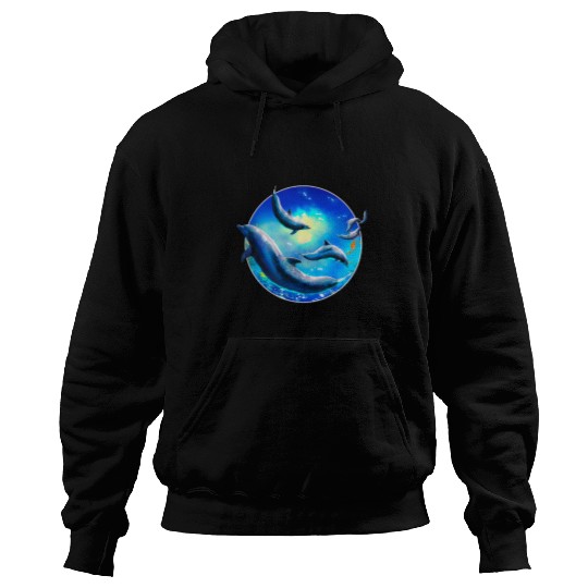 Dolphin Pet Gift Underwater Ocean Dolphin Coral Fish 1 Hoodies