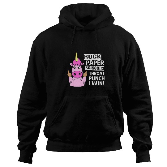 Unicorn Pet Funny Unicorn Rock Paper Scissors Throat Punch I Win Hoodies