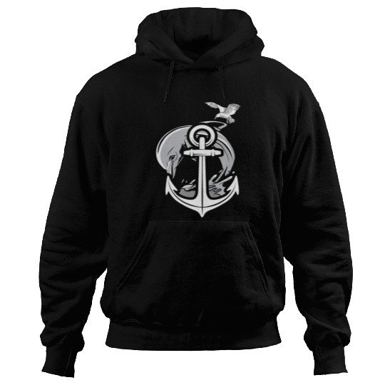 Dolphin Pet Gift with anchor and seagull design sailboat and sailing Hoodies