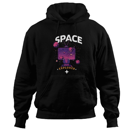 Astronaut Job Mens Astronaut Helmet Solar System Television for space explorer Hoodies