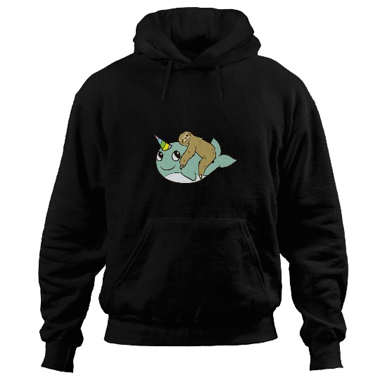 Sloth Pet Gift Narwhal Cute Sloth Riding On Narwhal Hoodies