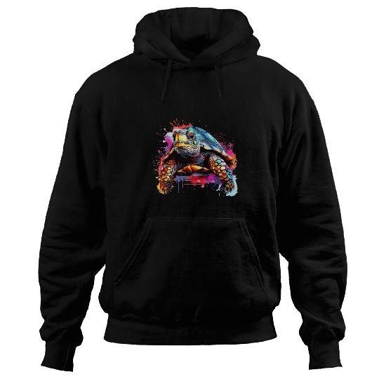 Turtle Pet Box Turtle Lover Colorful Splash Art Hoodies