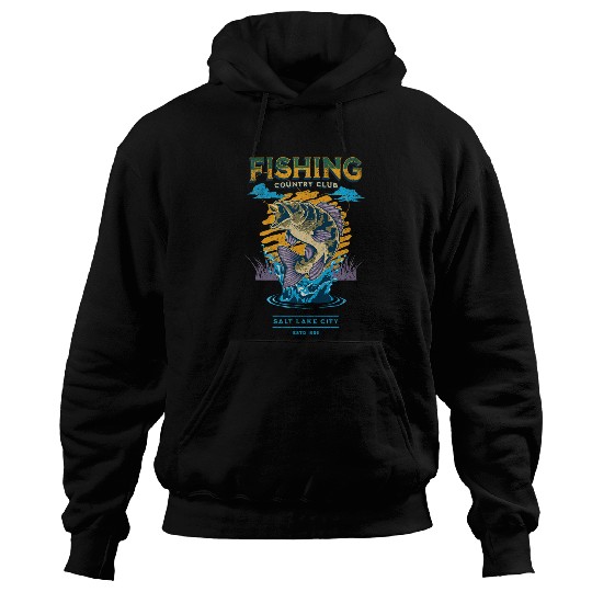 Fishing Fun Country Club Big Mouth Bass Perch Fishing Hoodies