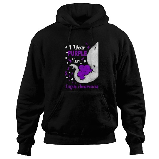 Elephant Mammal Lupus Warrior Cute Elephant I Wear Purple Ribbon For Lupus Awareness Hoodies