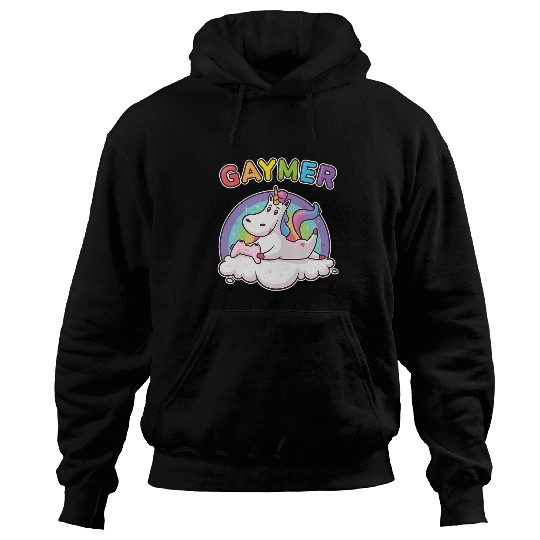 Unicorn Pet Gaymer Video Gamer Unicorn Lover LGBTQ Gay Pride Support Hoodies