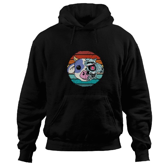 Cow Pet vintages funny robot cow cartoon cyborg animals cows face Hoodies
