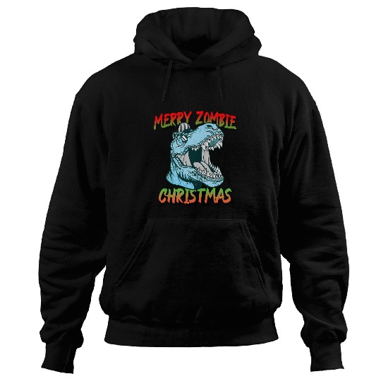 Dinosaur Pet Zombie Dinosaur rexs Presents Merry Zombie Christmas Holidays 2 Hoodies