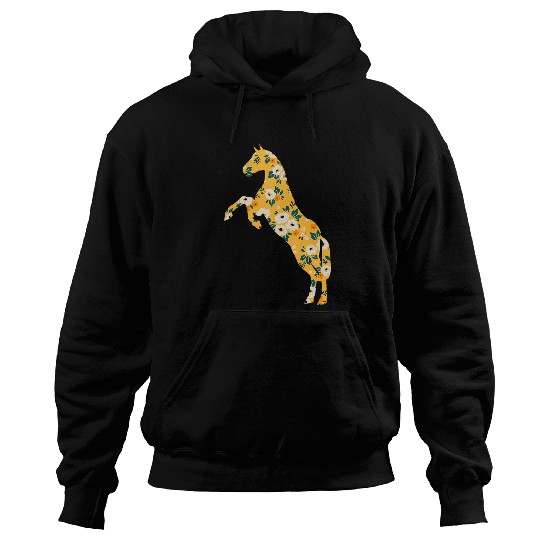 Horse Pet Cute Horse Owner Flower Floral Silhouette Equestrian Cowgirl 1 Hoodies