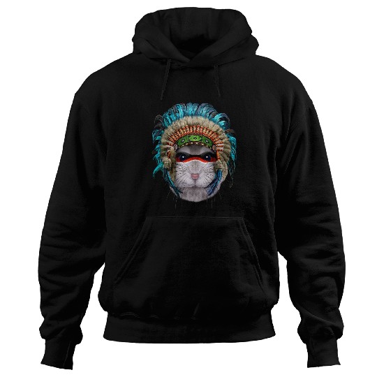 Hamster Pet Sapphire Dwarf Hamster in Native Indian Headdress Hoodies