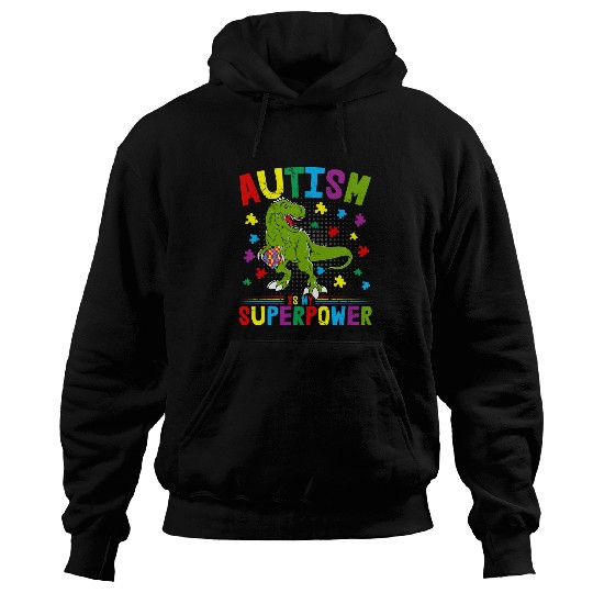 Autism Puzzle Dino Kids Autism is my Superpower Family Dinosaur Hoodies