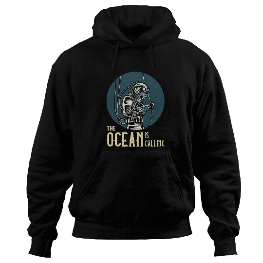 The Ocean Is Calling Antique DIving Helmet Sea Life Hoodies