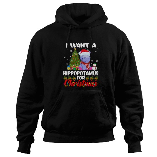 Hippo Pet I Want A Hippopotamus For Christmas Lights Hippo xmass Pajama 231 Hoodies