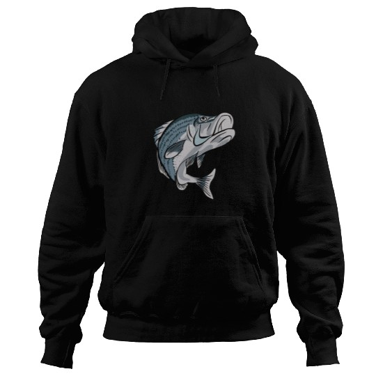 Fishing Fun Striped Bass Graphic Mens Fishing Illustration Hoodies