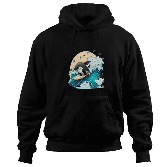 Whale Pet Funny Surfing Whale Orcas Water Sports Chibi Surf Surfboard Hoodies