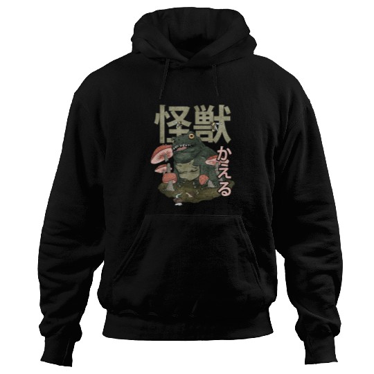 Frog Pet Cottagecore Aesthetic Kaiju Frog Japanese Monster Hoodies