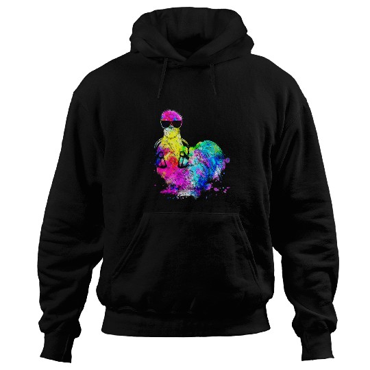 Chicken Pet Retro Pop Art Silkie Chicken Farm Animal with Headphones Hoodies