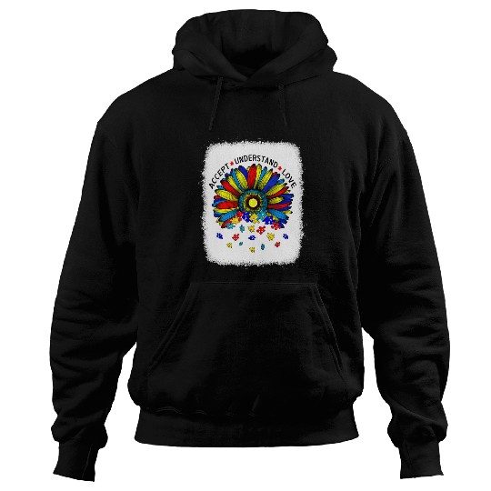 Autism Puzzle Bleached autism Awareness Sunflower Accept Understand Love 1 Hoodies