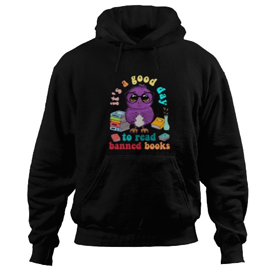 Book Fun Its a good day to read banned books reading owl with glasses Hoodies