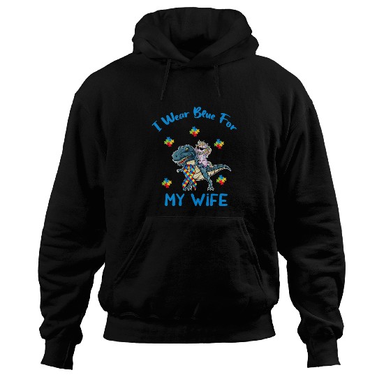 Autism Puzzle Dino Unicorn I Wear Blue For My Cousin Hoodies