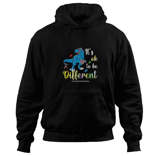 Autism Puzzle Dino TRex Its Ok To Be Different 3 Hoodies