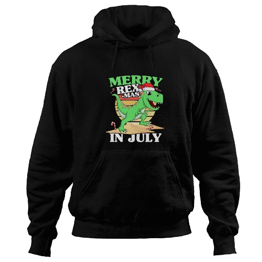 Dinosaur Pet Kids Merry Christmas In July Dinosaur xmass Beach Toddler Boy Hoodies