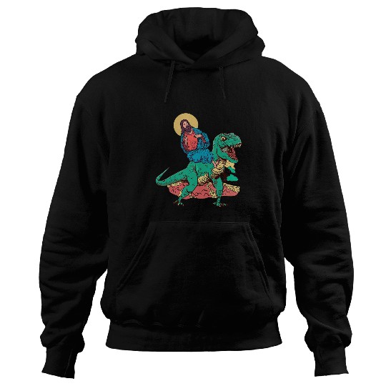 Dinosaur Pet Jesus Christ TRex Dinosaur Ride Christian Religious Faith Hoodies