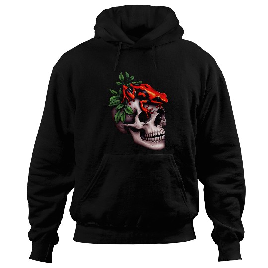 Frog Pet Poison Dart Frog On Skull Amphibian Pet Lovers Art Design Hoodies