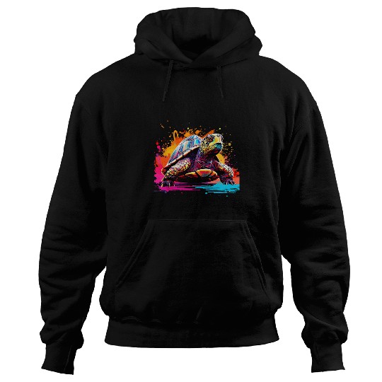 Turtle Pet Splash Art Box Turtle Lover Colorful Hoodies