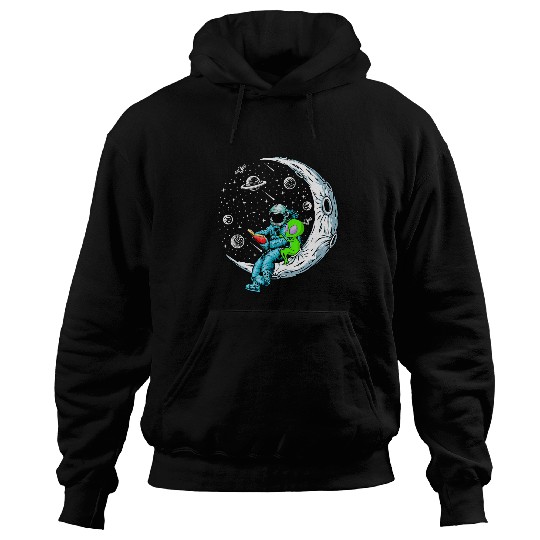 Book Fun Funny Alien Astronaut Reads Book Outer Space Book Readers Hoodies