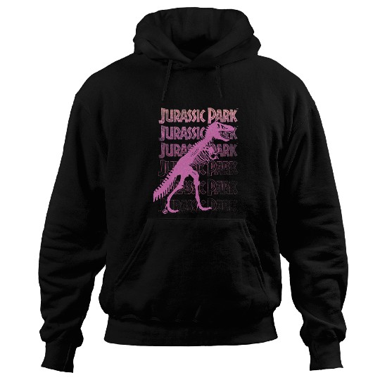 Dinosaur Pet Jurassic Park TRex Large Skeletons Silhouette Pink Gradient Hoodies