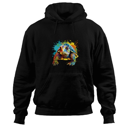 Turtle Pet Splash Art Box Turtle Lover Colorful 1 Hoodies