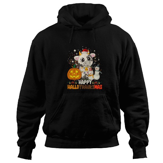 Cow Pet Happy HalloThanksMas Santa Cow Halloween Thanksgiving 004 Hoodies